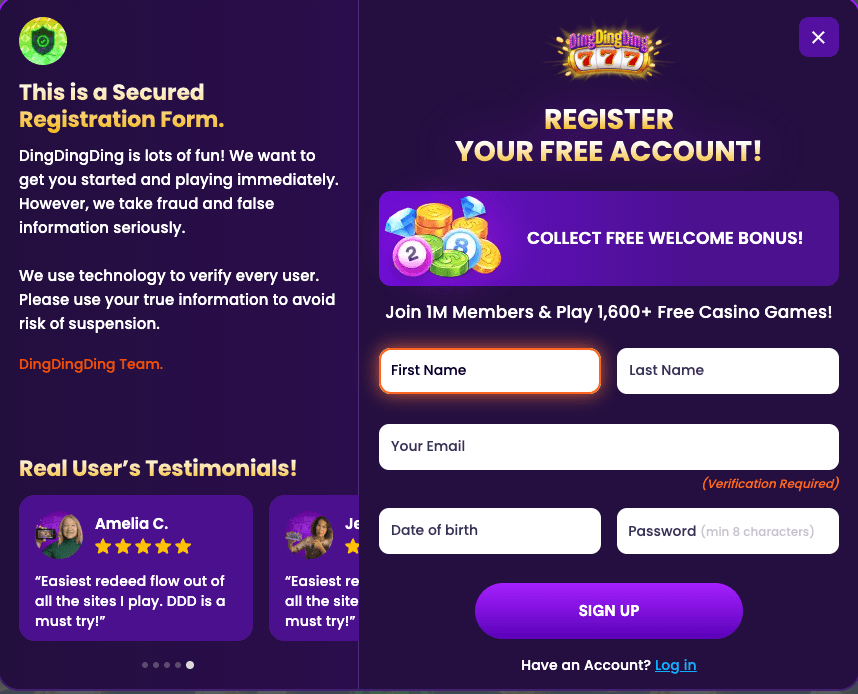 Ding Ding Dong desktop registration